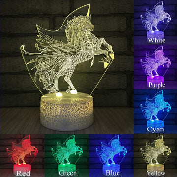 Remote & Touch Control 3D LED Night Light Unicorn-series 7 / 16 Color Change LED Desk Lamp